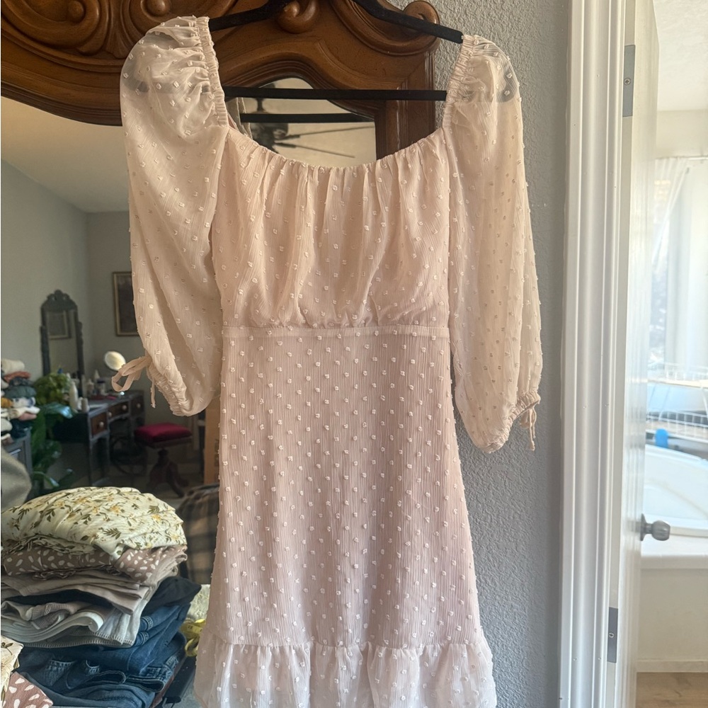 Speechless Cream Long Sleeve Dress